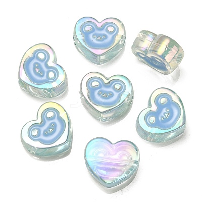 UV Plating Rainbow Iridescent Acrylic Enamel Beads OACR-G012-12-1