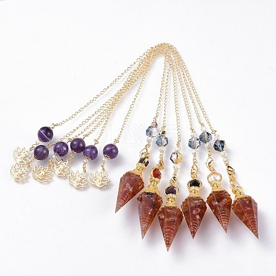 Resin Hexagonal Pointed Dowsing Pendulums(Brass Finding and Gemstone Inside) G-L521-A-1