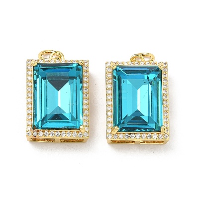 Brass Micro Pave Cubic Zirconia Pendants KK-C252-02E-G-1
