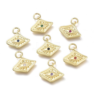 Brass Micro Pave Cubic Zirconia Pendants KK-P188-C-1