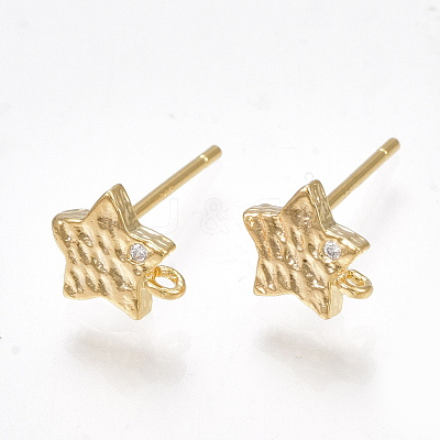 Brass Cubic Zirconia Stud Earring Findings X-KK-S350-036G-1