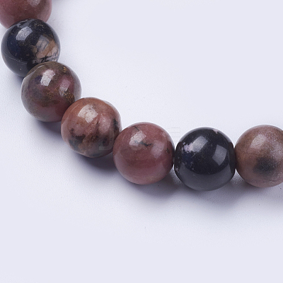 Natural Rhodonite Beaded Stretch Bracelets BJEW-I253-10mm-26-1