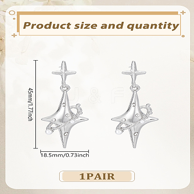 Alloy Dangle Stud Earrings EJEW-LP0007-119-1