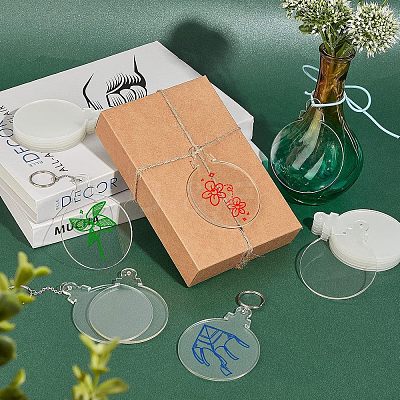 Transparent Acrylic Disc Pendants TACR-NB0001-07B-1