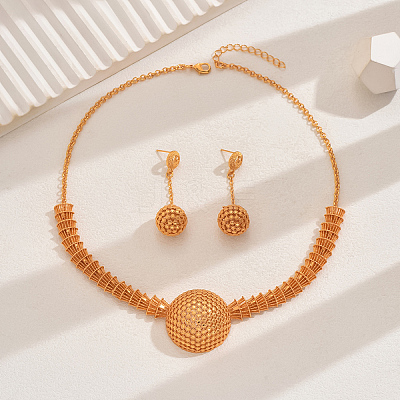 Elegant Middle Eastern Alloy Hollow Round Necklace & Earrings Sets for Women TY5682-1