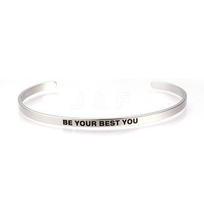 Tarnish Resistant 201 Stainless Steel Cuff Bangles BJEW-Q685-09-1
