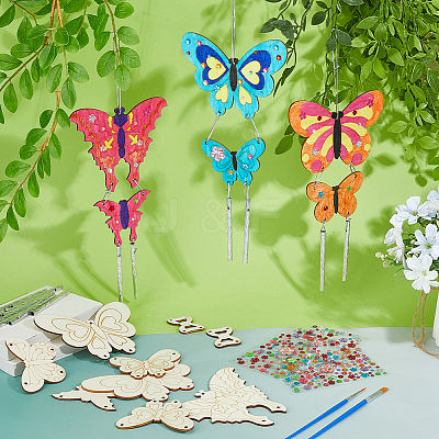 DIY Wood Butterfly Wind Chime Making Kits DIY-FH0010-13-1
