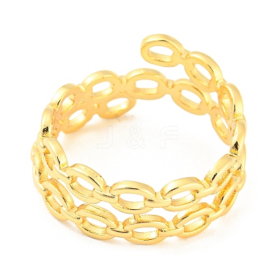 Hollow Oval Brass Open Cuff Rings RJEW-Q781-09G-1