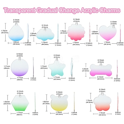 Transparent Gradual Change Acrylic Pendants OACR-CJC0010-01-1