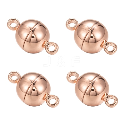 Rack Plating Brass Magnetic Clasps with Loops X-KK-F801-02B-RG-1