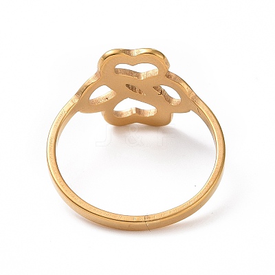 Ion Plating(IP) 201 Stainless Steel Hollow Flower Finger Ring for Women RJEW-J051-13G-1