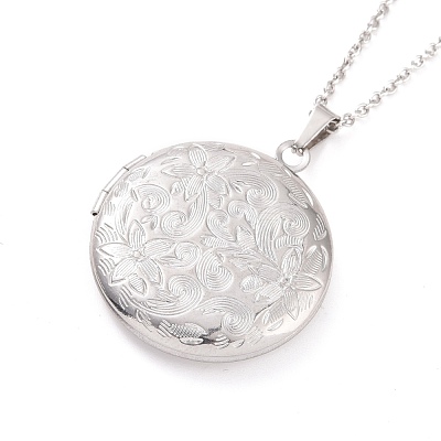 Non-Tarnish 304 Stainless Steel Locket Pendant Necklaces NJEW-F239-02P-1