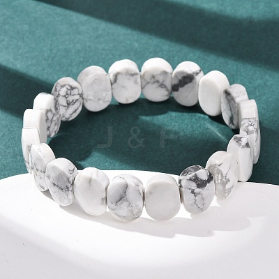 Natural Howlite Faceted Beaded Stretch Bracelets for Women BJEW-K251-07S-1