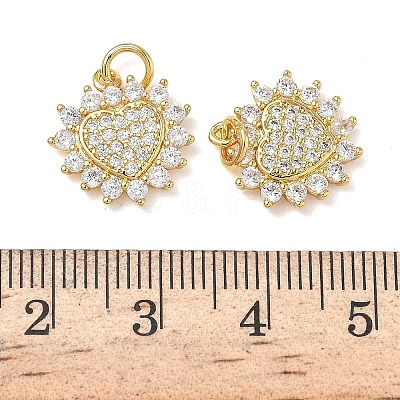Brass Micro Pave Clear Cubic Zirconia Charms KK-L253-20G-02-1