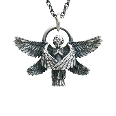 Alloy Angel Wing Pendant Necklaces for Unisex WGCF23F-01-1
