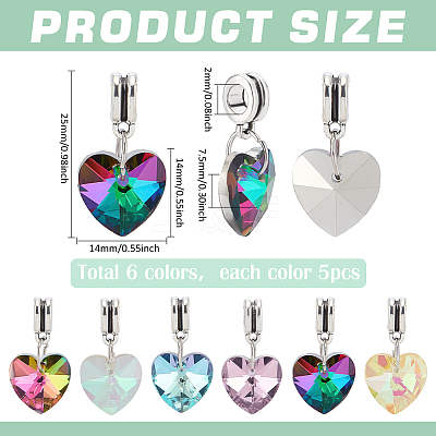 30Pcs 6 Colors Electroplated Glass European Dangle Charms PALLOY-PH01830-1