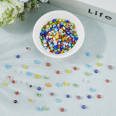 Handmade Millefiori Glass Bead Strands LAMP-LT0001-09A-1