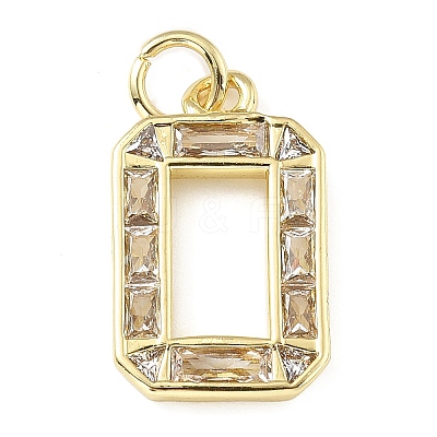Brass Micro Pave Cubic Zirconia Pendants KK-V014-01G-15-1
