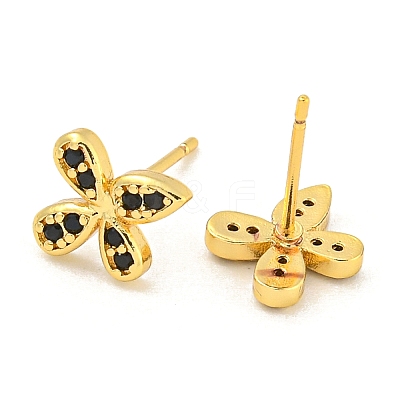 Rack Plating Brass Micro Pave Clear Cubic Zirconia Stud Earrings EJEW-N055-02G-05-RS-1