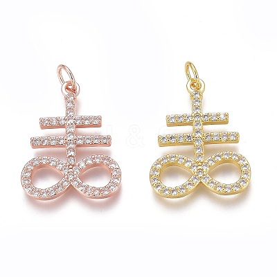 Brass Micro Pave Clear Cubic Zirconia Pendants ZIRC-Z008-27RG-1