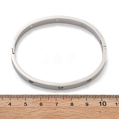 Hollow Heart 304 Stainless Steel Bangles for Women BJEW-Z092-11P-1
