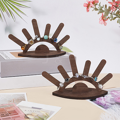 2Pcs Sun Rise Shaped Wooden Ring Display Stands RDIS-FG0001-27-1