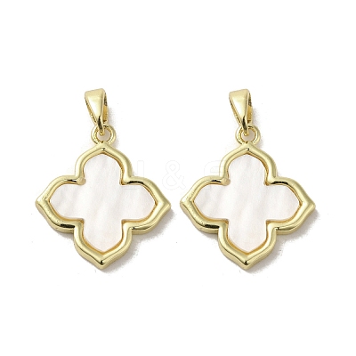 Brass Pave Shell Pendants X-KK-I708-14H-G-1