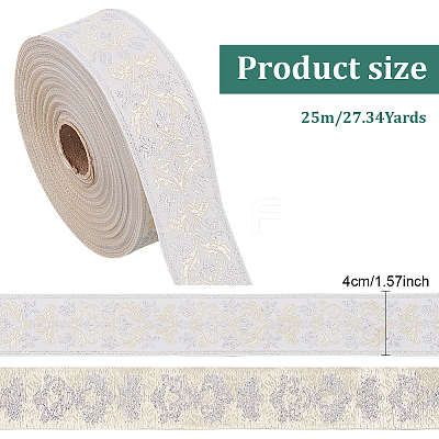 Polyester Jacquard Flower Ribbon for Clothing Accessories OCOR-WH0090-73A-1