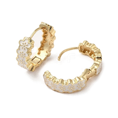 Flower Real 18K Gold Plated Brass Hoop Earrings EJEW-L268-017G-02-1