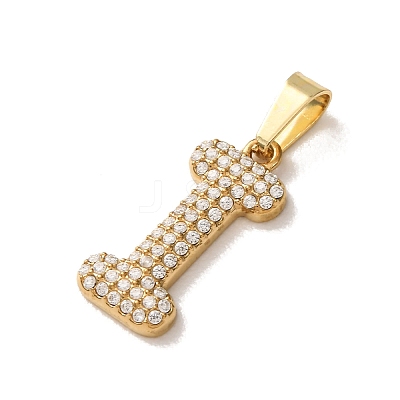 304 Stainless Steel Micro Pave Clear Cubic Zirconia Pendants CU-CBA703A-05G-I-1