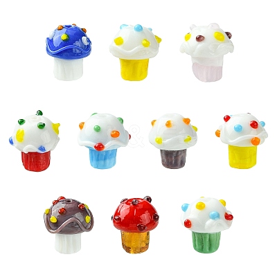 10Pcs 10 Colors Handmade Bumpy Lampwork Beads LAMP-CJ0002-16-1