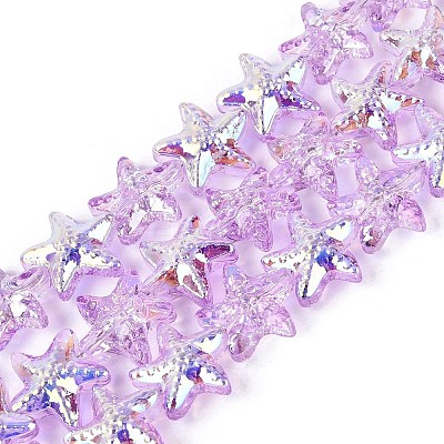 Electroplate Transparent Glass Beads Strands EGLA-Q136-01A-12-1