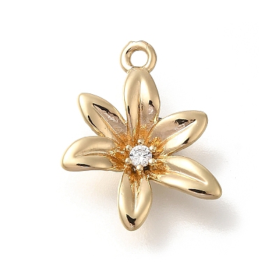 Flower Rack Plating Brass Micro Pave Cubic Zirconia Pendants KK-S399-05B-1