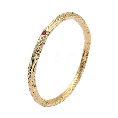 Artisan Engraved 304 Stainless Steel Rhinestone Bangles for Women BJEW-D456-01G-01-1