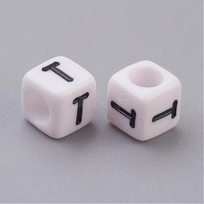 Acrylic Horizontal Hole Letter Beads PL37C9308-T-1