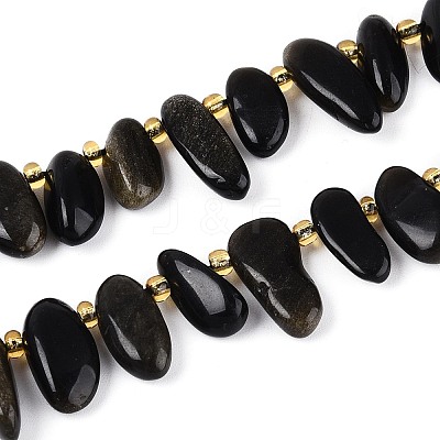 Natural Golden Sheen Obsidian Beads Strands G-Z091-A39-1