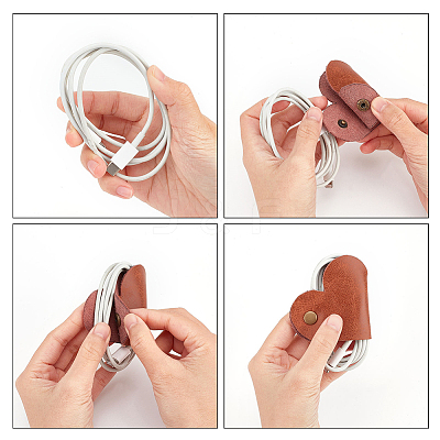 4Pcs 4 Colors PU Leather Cord Organizers AJEW-CP0005-01-1