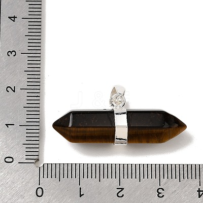 Natural Tiger Eye Double Terminal Pointed Pendants G-NH0001-15P-08-1