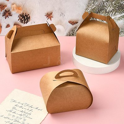 40Pcs 4 Styles Kraft Paper Hand-held Cake Box CON-CJ0001-21-1