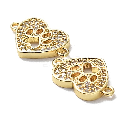 Brass Micro Pave Clear Cubic Zirconia Connector Charms KK-R148-04G-1