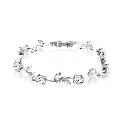 Brass Micro Pave Cubic Zirconia Chain Bracelets BJEW-BB67151-A-1