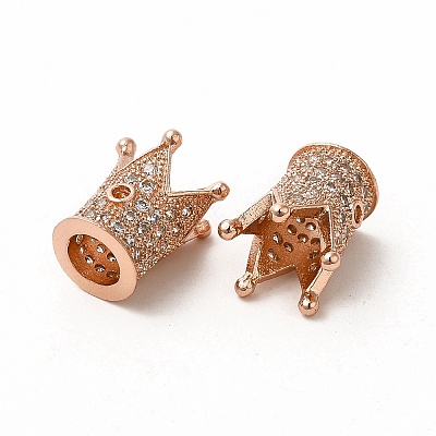 Rack Plating Brass Micro Pave Cubic Zirconia Beads ZIRC-C043-01-1