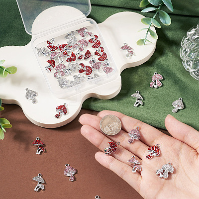 36Pcs 12 Styles Rack Plating Alloy Rhinestone Pendants FIND-TA0010-29-1