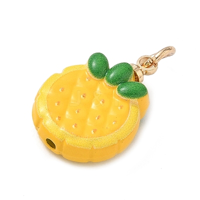 Alloy with Yellow Enamel Pendants AL-CBAE186-02G-02-1