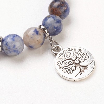 Natural Gemstone Bead Charm Bracelets BJEW-JB03726-1