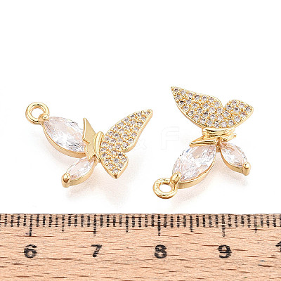 Brass Micro Pave Clear Cubic Zirconia Pendants KK-T077-37G-1