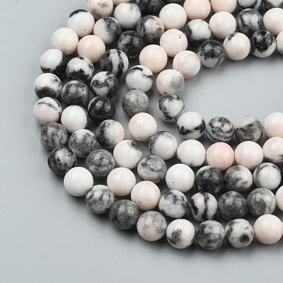 Natural Pink Zebra Jasper Beads Strands G-P231-01-4mm-1