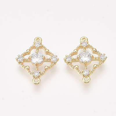 Brass Cubic Zirconia Links KK-T038-551E-NF-1