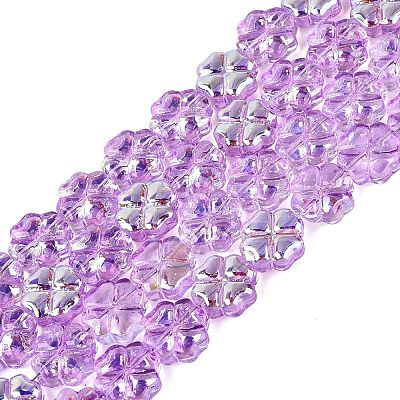 Baking Paint Electroplate Transparent Glass Beads Strands EGLA-Q136-04A-07-1