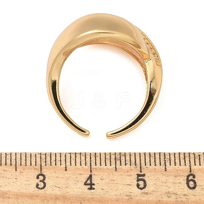 Brass Micro Pave Clear Cubic Zirconia Cuff Finger Rings for Women RJEW-B112-01G-1
